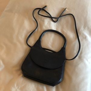 Longchamp Black Leather Purse, detachable long strap
